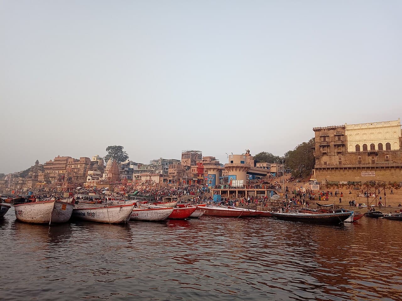 Assi Ghat architecture and stone steps in Varanasi